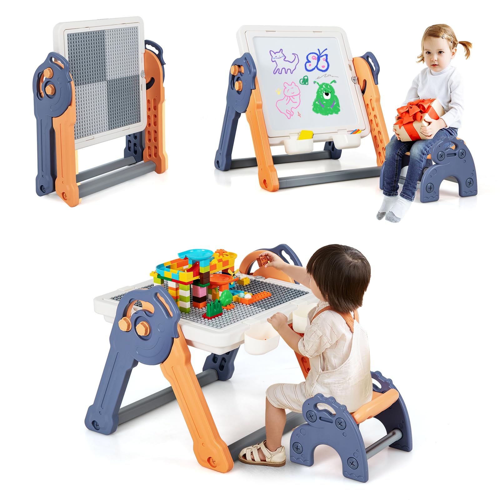 Amazon.com: Costzon 6-in-1 Kids Table & Chair Set, Folding Art